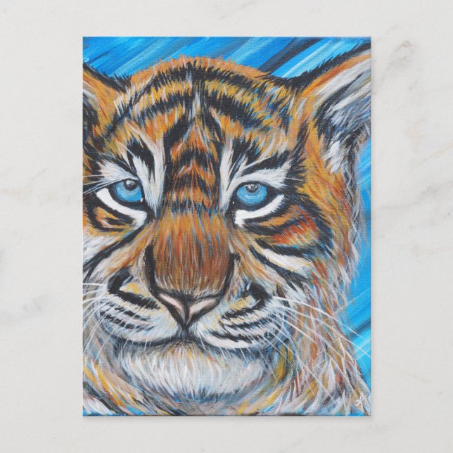 Blue-Eyed Tiger Painting Postcard (Front)