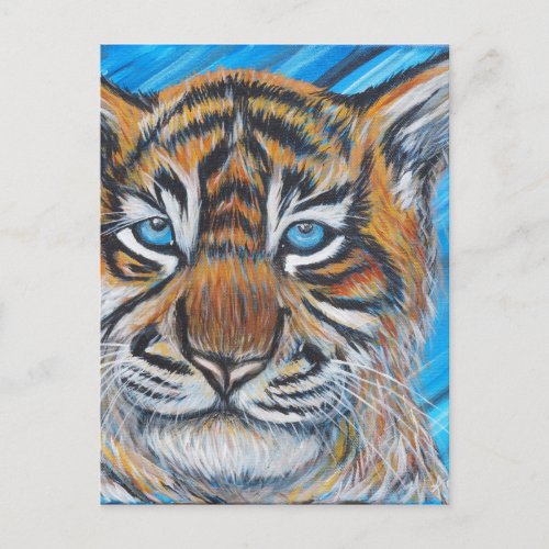 Blue_Eyed Tiger Painting Postcard