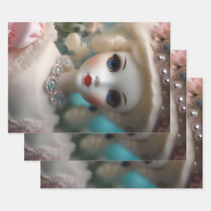 Blue Eyed Vintage Doll, Wrapping Paper Sheets