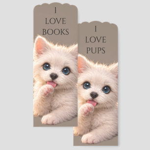 Blue-Eyed Westie,   Puppy licking its Paw Bookmarks