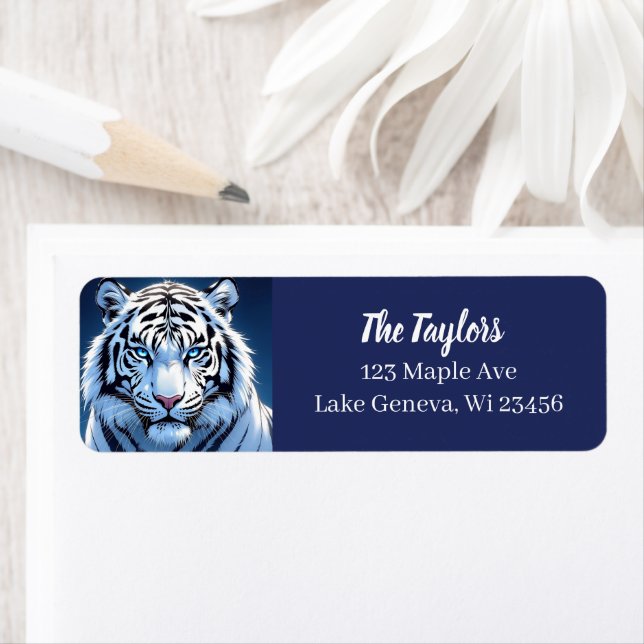 Blue eyed White Tiger Personalized Label (Insitu)