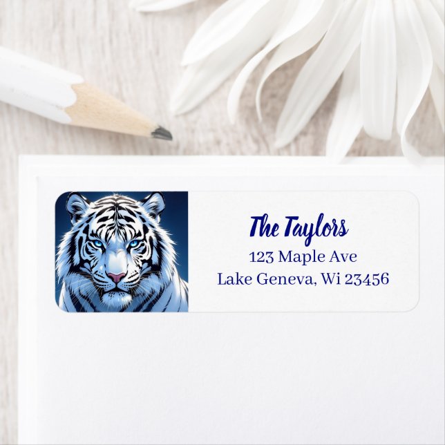 Blue eyed White Tiger Personalized Label (Insitu)