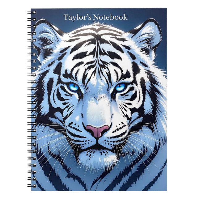 Blue eyed White Tiger Personalized Notebook (Front)