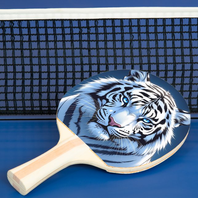 Blue eyed White Tiger Ping Pong Paddle (Insitu)