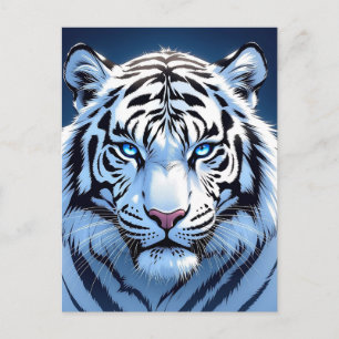 Blue eyed White Tiger Saying hi Postcard
