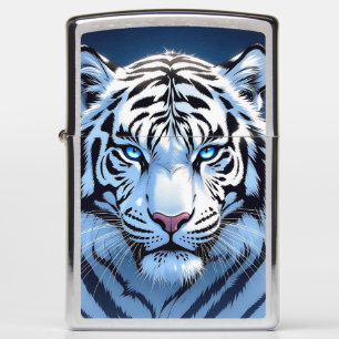Blue eyed White Tiger Zippo Lighter