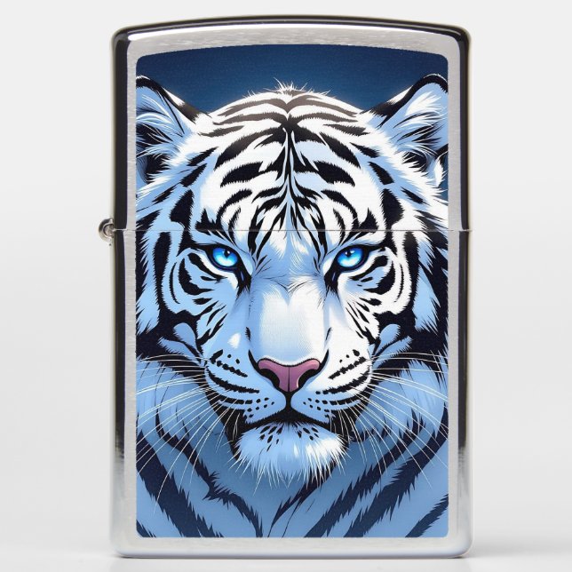 Blue eyed White Tiger   Zippo Lighter (Front)