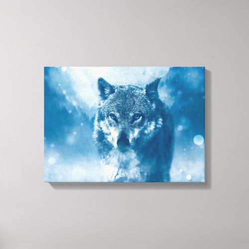 Blue eyed wolf canvas print