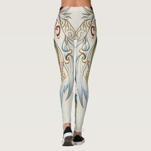Blue Eyed Wolf Dream Catcher  Leggings (Back)
