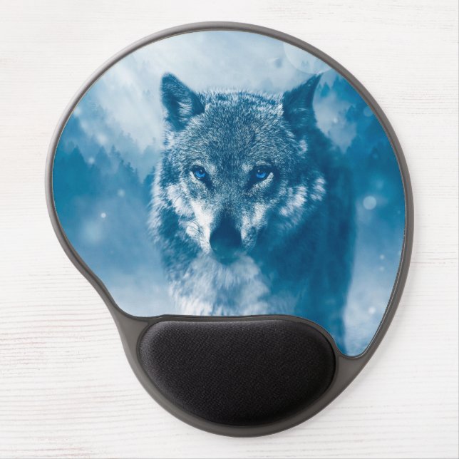 Blue eyed wolf gel mouse pad (Front)
