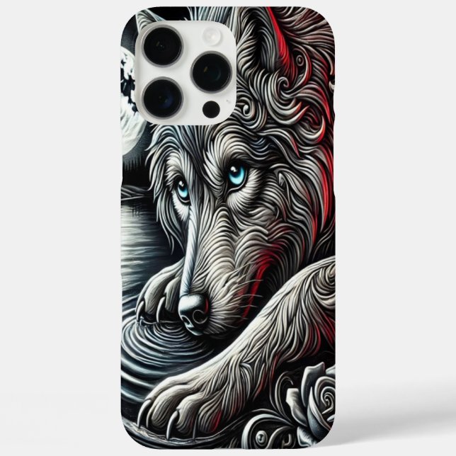 Blue-Eyed Wolf Night Art Case-Mate iPhone Case (Back)