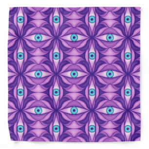 Blue Eyes Abstract Botanical Purple Floral Pattern Bandana