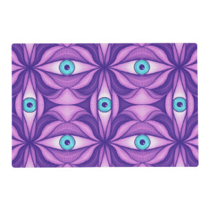 Blue Eyes Abstract Botanical Purple Floral Pattern Placemat