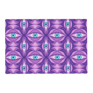 Blue Eyes Abstract Botanical Purple Floral Pattern Placemat