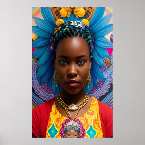 Blue eyes African lady with chains Poster