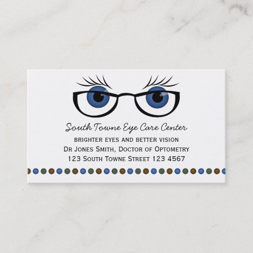 Customizable Blue Eyes and Glasses Business Card Template