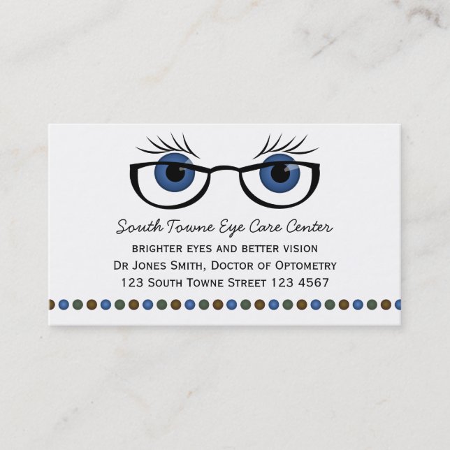 Blue Eyes and Glasses Appointment Card (Front)