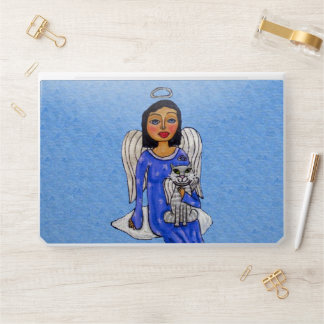 Blue Eyes Angel on Cloud Holding White Angel Cat HP Laptop Skin