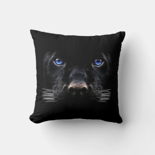 Blue Eyes Black Panther Throw Pillow