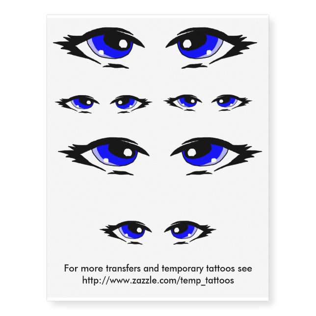 Blue eyes design transfers and temporary tattoos (Front)