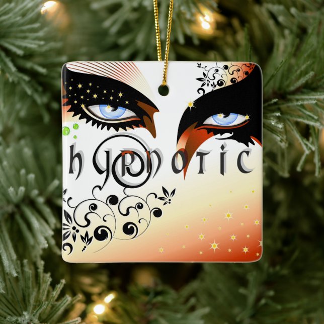 Blue Eyes Fashion Make Up Ceramic Ornament (Tree)