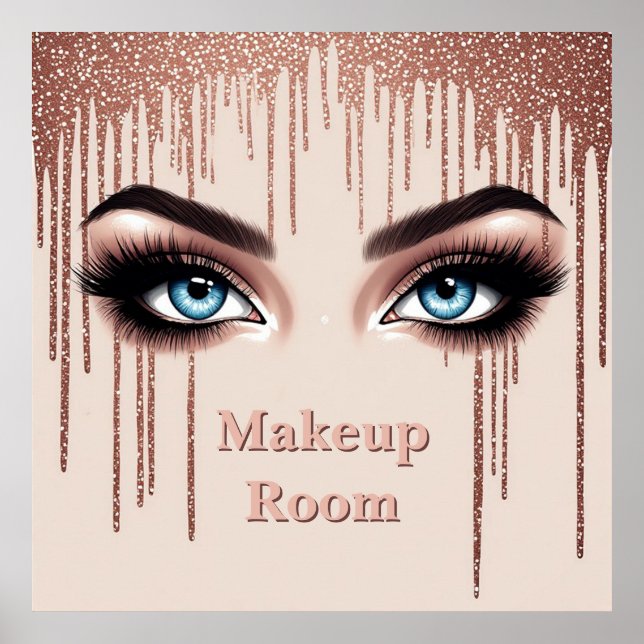 ✨ Blue Eyes Glitter Makeup Wall Decor For Vanity  (Front)