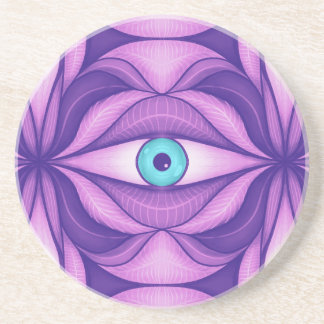 Blue Eyes in Purple Foliage Dark Botanical Art Coaster