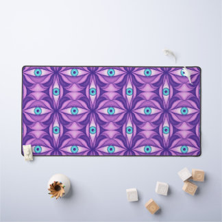 Blue Eyes in Purple Foliage Dark Botanical Art Desk Mat