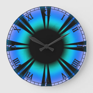 Blue Eyes Life Buoy Fractal Art Large Clock