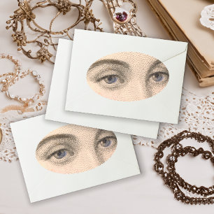 Blue Eyes of Beautiful French Woman Vintage Oval Sticker