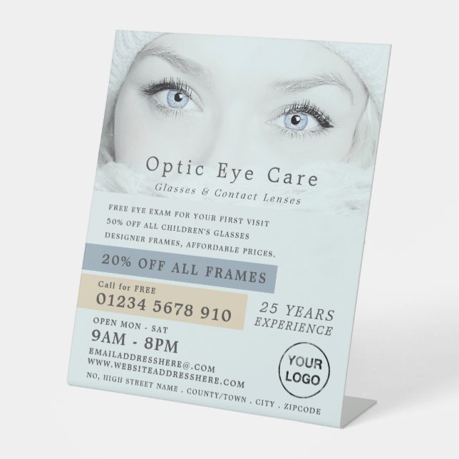 Blue Eyes, Optician, Technical Practitioner Pedestal Sign (Front)