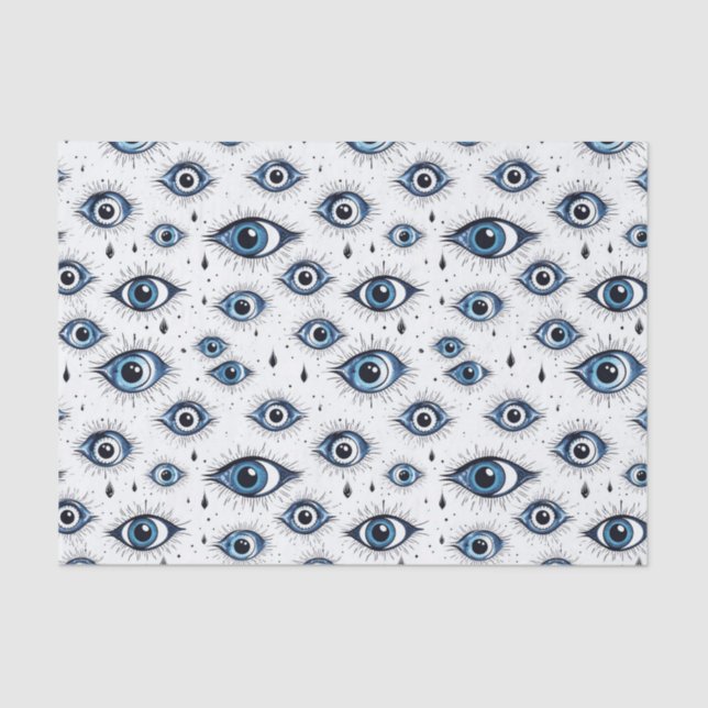 Blue Eyes Pattern Modern Abstract Decoupage Tissue Paper (Front)
