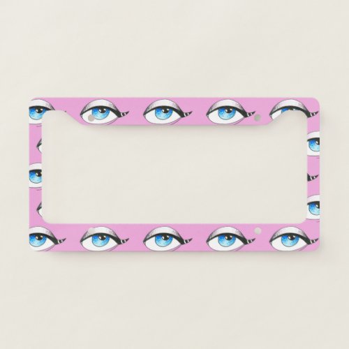 Blue Eyes Pattern Pink License Plate Frame