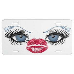 Blue Eyes With Red Lips License Plate