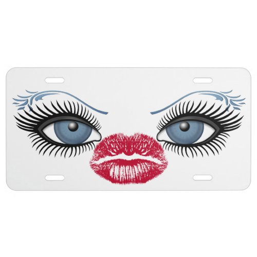 Blue Eyes With Red Lips License Plate