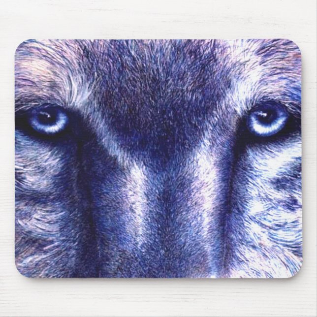 Blue Eyes Wolf Mouse Pad (Front)