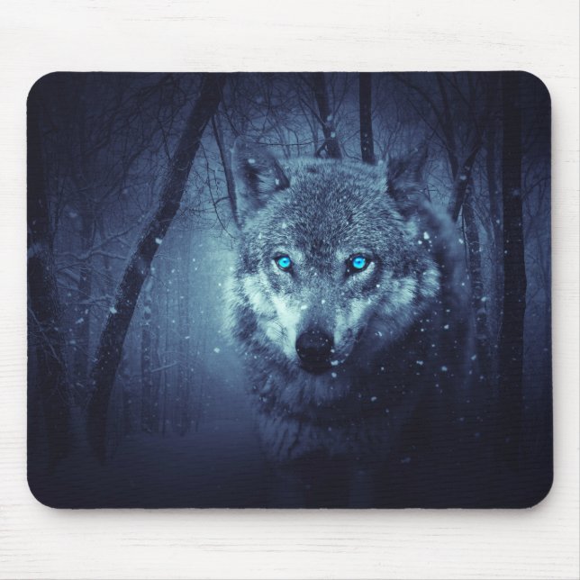 Blue Eyes Wolf Mouse Pad (Front)