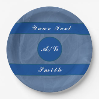 Blue fabric textured print-any color paper plates