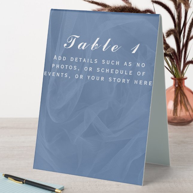 Blue Fabric Textured Print - Any color Table Tent (In SItu (Table))