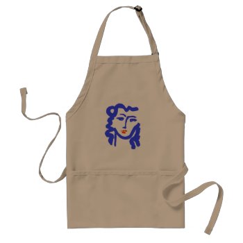 Blue Face Girl Adult Apron by figstreetstudio at Zazzle