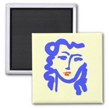 Blue Face Girl Magnet by figstreetstudio at Zazzle