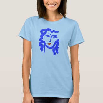Blue Face Girl T-shirt by figstreetstudio at Zazzle