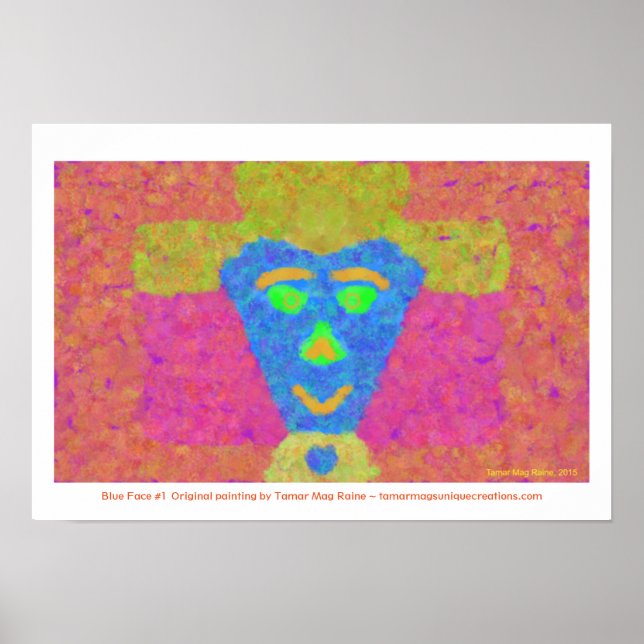 Blue Face Lady In Yellow Hat Poster (Front)