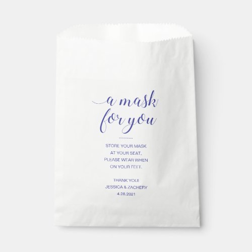 Blue Face Mask Storage Bag For Wedding Guest