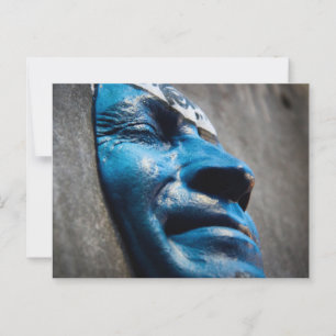 Blue Face of Paris: Street Art Close-Up Postcard