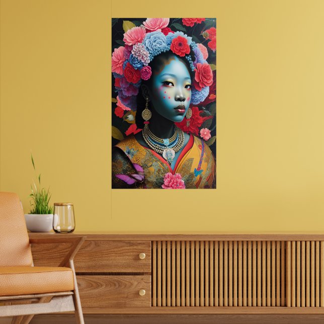 Blue face princess with flowers in hair poster (Living Room 2)