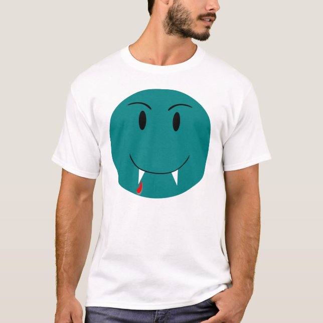 Blue Face With Vampire Fangs Shirt (Front)