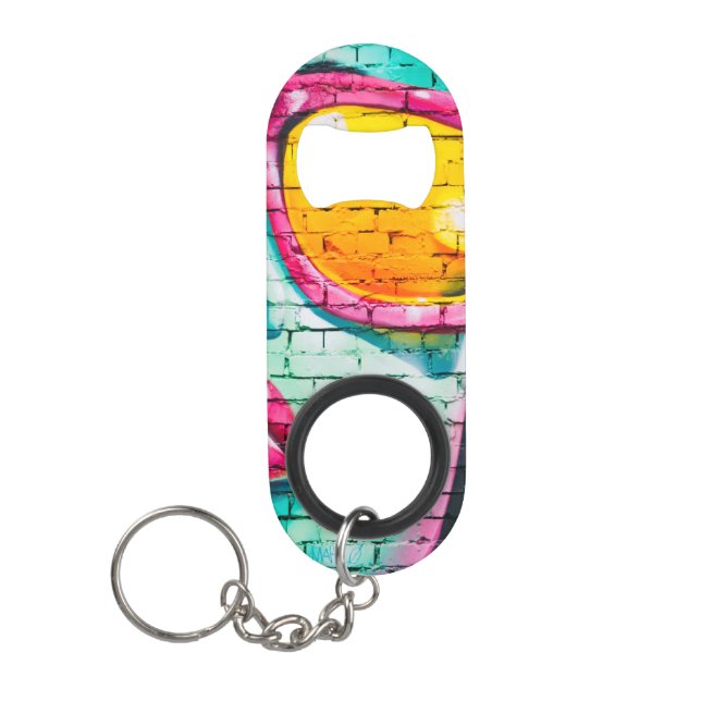 blue faced full hearted keychain bottle opener (Front)