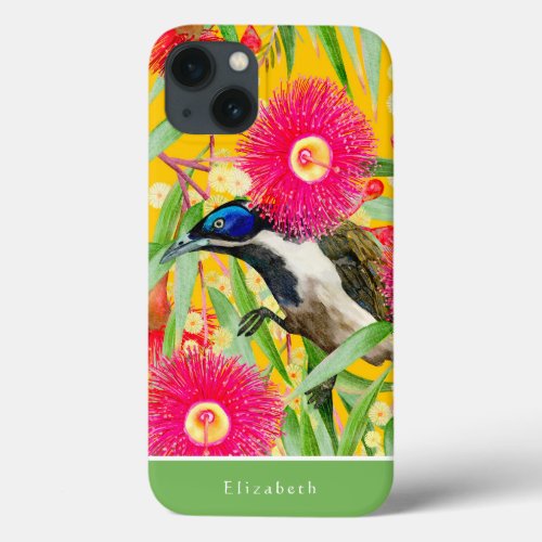 Blue_faced Honeyeater Pattern iPhone 13 Case