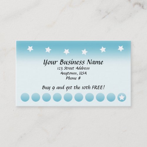 Blue Fade with Stars Customer Loyalty Cards Business Card Template